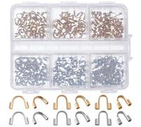 Beebeecraft 300Pcs 6 Styles Wire Guardian U Shape 18K Gold & Sterling Silver Plated 304 Stainless Steel Wire Guard Loops Thread Protector for Jewelry Making Earring Bracelet Necklaces
