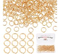 Beebeecraft 300Pcs/Box 5mm Gold Jump Rings 24K Gold Plated Open Split Jump Rings Yellow Connector for Jewelry Making Necklace Bracelet Repair