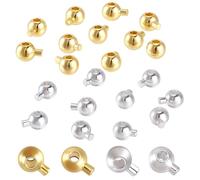 Beebeecraft 30Pcs 2 Colors Crimp Beads for Jewellery Making 5x3.5x3.5mm 18K Gold & Sterling Silver Plated Brass Flat Round Crimp Bead Stopper Spacer Beads for Bracelet Necklace Ends Jewellery Making
