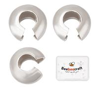 Beebeecraft 30Pcs 925 Sterling Silver Crimp Bead Covers Half Round Open Crimp Beads 3mm Knot Cover Caps for DIY Jewelry Makings