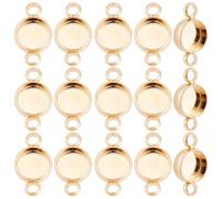 Beebeecraft 30Pcs Cabochon Connector Charms 18K Gold Plated Blank Bezel Cups Round Pendant Trays Links for Jewellery Making DIY Crafts Necklace Bracelet, Tray 6mm