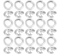 Beebeecraft 30Pcs Locking Jump Rings 925 Sterling Silver Plated Brass OD 5.5mm ID 3mm Open Jump Ring Twist Clasp Connector Links for Jewellery Making Repairing DIY Crafts Findings