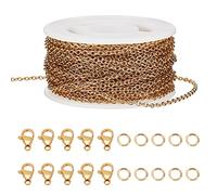 Beebeecraft 33 Feet Jewelry Making Chains 18K Gold Plated Earring Bracelet Necklace Link Chain with Lobster Clasps Jump Rings for Necklace Jewelry Accessories(2.5mm)