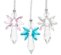 Beebeecraft 3Pcs 3 Colors Crystal Angle Suncatcher 13 Inch Guardian Glass Hanging Rainbow Maker for Decoration Ornament Window Garden Home Gift