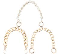 Beebeecraft 3Pcs 3 Styles Twist Chain Bag Straps Aluminum Purse Handle Extender Bag Chains Charms with Plastic Imitation Pearl Beaded Bag Straps for DIY Wallet Crossbody Bag Crafts Making