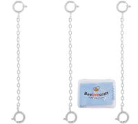 Beebeecraft 3Pcs 925 Sterling Silver Necklace Extender, 5cm Double Spring Clasps Chain Extension with 1Pc Silver Polishing Cloth for Making DIY Handmade Necklaces Bracelets Anklets Suspenders