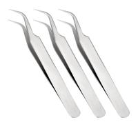 Beebeecraft 3Pcs Curved Tip Tweezers 4.8" Stainless Steel Fine Point Precision Non-Serrated Splinter Elbow Tweezer Eagle Beak Jewelry Making Tweezer Pliers for Soldering Sewing Beading Model Craft
