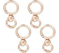 Beebeecraft 4 Sets Alloy Spring Gate Ring with Swivel Loop 1.5x1x0.2in Spring Clasp O Ring for Jewelry Making Handbag DIY Bags Key Rings