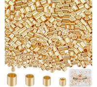 Beebeecraft 400Pcs 1.3/1.5/1.8/2mm 14K Gold Filled Tube Loose Beads Brass Crimp Beads Positioning Column Spacer Beads with Storage Box for DIY Necklaces Bracelets Anklets Making
