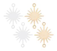 Beebeecraft 40Pcs 2 Colors Sun Connector Charm 24K Gold & 925 Sterling Silver Plated Sunflower Links 2-Hole Celestial Pendant for DIY Bracelet Necklace Earring Jewellery Making