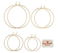 Beebeecraft 40Pcs 4 Size Wine Glass Charm Rings 18K Gold Plated Geometric Earring Beading Hoops for DIY Earring Making(23/29/34/37mm)
