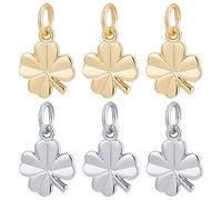 Beebeecraft 40Pcs/Box 2 Colors Four Leaf Clover Charms 18K Gold& Platinum Plated St. Patrick's Day Shamrock Good Luck Pendant Charm with Jump Ring for Jewellery Making, 11x9x1mm