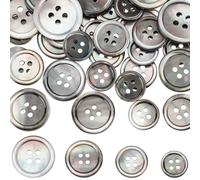 Beebeecraft 42Pcs Natural Shell Buttons 4 Holes Seashell Mother of Pearl Black Flat Round Sewing Buttons for Cloth Coats Suits Jacket Blazers Jeans Skirts Craft Making Decorations 12.5/15/17.5/20mm