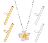 Beebeecraft 4Pcs 2 Colors Pin to Pendant Converter, 20mm 925 Sterling Silver Brooch to Necklace Converter Horizontal Adapter for Changing Horizontal Brooches Pins to Charms