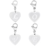 Beebeecraft 4Pcs 4 Styles Alphabet Heart Charm 201 Stainless Steel Silver L O V E Initial Clip on Charm with Lobster Clasp for Backpack Keychain Bracelet Necklace Valentine's Day