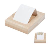 Beebeecraft 4Pcs Bamboo Earring Display Stand White Imitation Leather for Stud Earring Showcase Tray Selling Holder Organizer 7.1x6cm