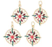 Beebeecraft 4Pcs Compass Rose Charms 18K Gold Plated Enamel Sun Charms | Octagram 8-Pointed Star Charm for Jewelry Making, For DIY Crafts Pendant Necklace