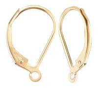 Beebeecraft 4Pcs Leverback Earring Hooks 14K Gold Filled Brass Golden French Earring Findings with Open Loop Ear Wires Findings with Storage Box for Jewellery Making DIY Ear Craft