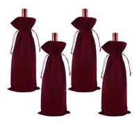 Beebeecraft 4Pcs Red Velvet Wine Gift Bags 14.76x5.98in Reusable Wine Bottle Drawstring Bag Champagne Packing Wrapping Pouches for Christmas Birthday Dinner Wedding Holiday Party