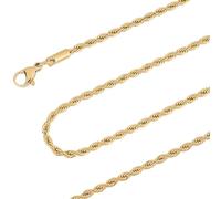 Beebeecraft 4Pcs Rope Chain Necklace 2.3mm 18K Gold Plated 304 Stainless Steel with Lobster Claw Clasps 18 Inch for Men Women Pendant DIY Jewelry