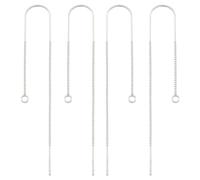 Beebeecraft 4Pcs U-shaped Threader Earrings with Loop 925 Sterling Silver 65mm/2.6in Ear Threads Findings with Storage Box for Tassel Earring Making