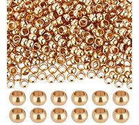 Beebeecraft 500Pcs/Box Gold Crimp Beads 24K Gold Plated Stainless Steel Crimping Tube Spacers Cord End Caps for Earring Necklace, 3x2mm, Hole: 1.8mm
