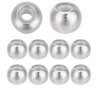 Beebeecraft 50Pcs 6mm Adjustable Slider Beads 925 Sterling Silver Plated Brass Round Stopper Beads with Rubber Inside for Jewellry Making Bracelet Necklace DIY Craft