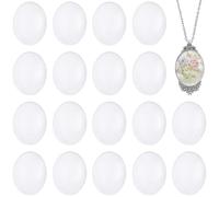 Beebeecraft 50Pcs Oval Glass Cabochons Flatback 30x40mm Transparent Clear Flat Back Dome Tiles Cameo Beads Crystal Embellishments for Photo Pendants Crafts Earring Necklace Jewelry Making