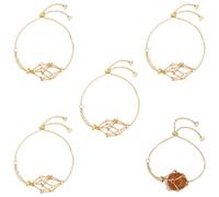 Beebeecraft 5Pcs Empty Crystal Bracelet Holder 18K Gold Plated Stone Pouch Cage Adjustable Slider Chain for Bracelet Jewelry Making DIY Crafts