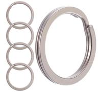 Beebeecraft 5Pcs Titanium Key Rings, 25x2.5mm Heavy Duty Metal Split Key Chain Rings Large Silver Split Rings for Keychains Home Car Keys Attachment