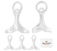 Beebeecraft 5Pcs Whale Tail Charms 925 Sterling Silver Ocean Fish Sea Life Charms Pendant with Jump Ring for DIY Jewelry Making Necklace Bracelet Earrings