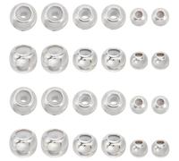 Beebeecraft 60Pcs 3 Sizes Stopper Beads 925 Sterling Silver Plated Brass with Rubber Inside Loose Adjustable Slider Beads for Jewelry Making Bracelet 4/6/7mm