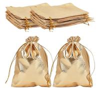 Beebeecraft 60Pcs Organza Bags 18x13cm Gold Medium Drawstring Jewelry Pouches for Wedding Birthday Party Christmas Candy Gifts