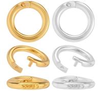 Beebeecraft 6Pcs 2 Colors 925 Sterling Silver Lock Jump Ring OD 8mm ID 5mm 24K Gold Plated Round Jump Rings Twist Clasps with 925 Stamp Polishing Cloth for Jewelry Making DIY Bracelet Necklace Craft