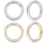 Beebeecraft 6Pcs 2 Colors Spring Jewelry Clasp 18K Gold Plated Brass Cubic Zirconia Round Locking Clasp for Pendant Bracelet Jewelry Making