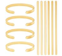 Beebeecraft 6Pcs 304 Stainless Steel Cuff Bracelet Blanks Golden Metal Adjustable Simple Base Stamping Engraving Thin Blank Cuff Bangle Strips for Jewelry Making Bracelet DIY Crafts Supplies 16x0.6cm