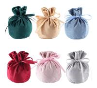 Beebeecraft 6Pcs 6 Colors Velvet Round Bag Small Drawstring Pouch Soft Cloth Storage Gift Bags Velvet Drawstring Jewelry Pouches for Storage Necklaces Bracelets Earrings and Small Items Crafts
