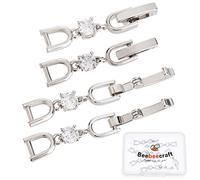 Beebeecraft 6Pcs Bracelet Extender Clasp 27mm/1in Small Cubic Zirconia Necklace Fold Over Clasp Platinum Color Foldover Extension Set for DIY Jewelry