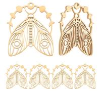 Beebeecraft 6Pcs Moon Moth Charms 18K Gold Plated Stainless Steel Luna Moth Animal Insect Gothic Charms for Jewellery Making Charms Necklace Earrings DIY Craft Supplies