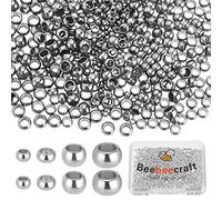 Beebeecraft 800Pcs/Box 1.5/2/2.5/3mm Crimp Tube Beads Stainless Steel Crimping Tube Spacers Silver Cord End Caps Loose Stopper Beads for Earring Necklace
