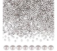Beebeecraft 800Pcs Tiny Crimp Beads 1.5mm 304 Stainless Steel Non-Tarnish Rondelle Spacer Crimp Beads Metal Round Stoppers Clamp Ends for Jewelry Making Bracelet DIY Crafts