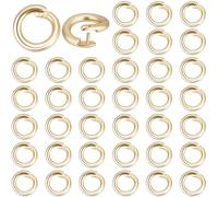 Beebeecraft 80Pcs 18K Gold Plated Locking Jump Rings OD 5.5mm ID 3mm Brass Metal Circle Round Open Jump Rings Twister Snap Clasp Connector for Necklace Bracelet Keychain Jewellery Making