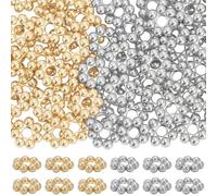 Beebeecraft 80Pcs 2 Colors Flower Spacer Beads 18K Gold Plated 304 Stainless Steel 5mm Daisy Spacer Beads Flat Rondelle Bead for Jewelry Making Bracelet Necklace Supplies Findings