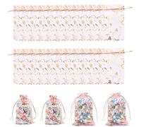 Beebeecraft 80Pcs 2 Sizes Organza Bags Sliver Stamping Heart Pink Drawstring Mesh Bags Rectangle Candy Gifts Storage Favor Pouches for Christmas Wedding Party Valentine's Day (5.5x4/7x5 Inch)
