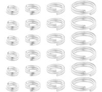 Beebeecraft 80Pcs 4/5/6/8mm Double Loops Jump Rings 925 Sterling Silver Plated Brass Split Rings with Storage Box for Making Necklaces Bracelets DIY Crafts