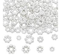 Beebeecraft 80Pcs 4 Size Flower Spacer Beads Sterling Silver Plated Stainless Steel Round Floral Granulated Spacer Beads with Storage Box for Jewellery Making Bracelet Necklace DIY Craft (3/4/5/6mm)