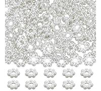 Beebeecraft 80Pcs 4mm Flower Spacer Beads 925 Sterling Silver Plated 304 Stainless Steel Daisy Floral Spacer Beads for Jewellery Making Bracelet Necklace Earring DIY Craft Hole: 1mm