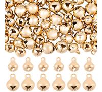 Beebeecraft 80pcs 6/7mm Jingle Bells for Crafts 18K Gold Plated Iron Bell Xmas Christmas Charms for Jewellery Making DIY Crafts Bracelet Necklace Winter Decoration Ornaments Gifts