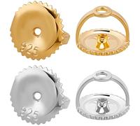 Beebeecraft 8Pcs 2 Colors Screw On Earring Backs 18K Gold Plated 925 Sterling Silver Screw Earring Backs Replacements Fit Threaded Post .032"/0.8mm Diamond Studs