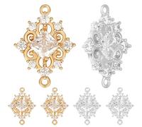 Beebeecraft 8Pcs 2 Styles Cubic Zirconia Connector Charms 18K Gold & 925 Sterling Silver Plated Brass Clear Rhombus Link Charms for Jewellery Making Bracelets Necklaces Keychain DIY Craft